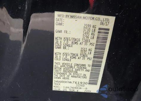 2017 Nissan Frontier Sv из США, поврежденный, VIN 1N6AD0ER7HN761930